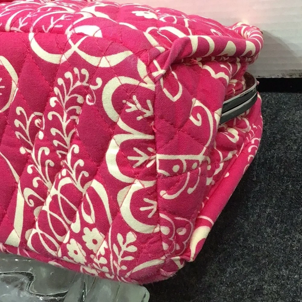 Vera Bradley Eloise Pink Quilted kisslock Bag plus free zip around wallet